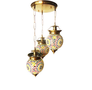 Multicolour glass ceiling pendent chandelier - Craftkriti