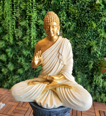 Cream Colour Buddha Polyresin Statue