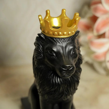 Black Sitting Lion Table Decor Showpiece - Craftkriti