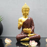 Blessing Golden Brown Buddha with Lotus Shaped Diya Statue - Craftkriti