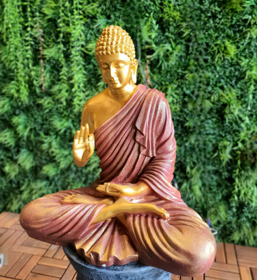 Rose Colour Buddha Polyresin Statue - Craftkriti