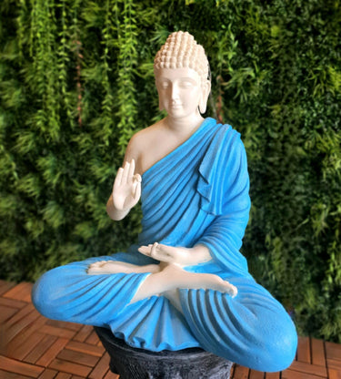 White & Blue Colour Buddha Polyresin Statue