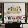 Big Leaf Metal Circles Wall Clock - Craftkriti