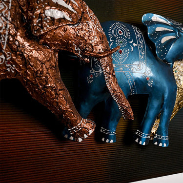 Elephant Family Metal Wall Art With LED Lights