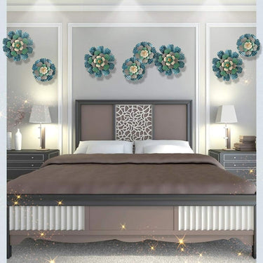 Colorfull Independent Flower Metal Wall Art Set Of 4