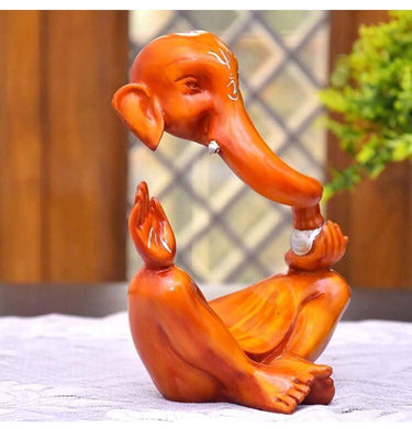 Orange Hawa Ganesha Table Decor Showpiece