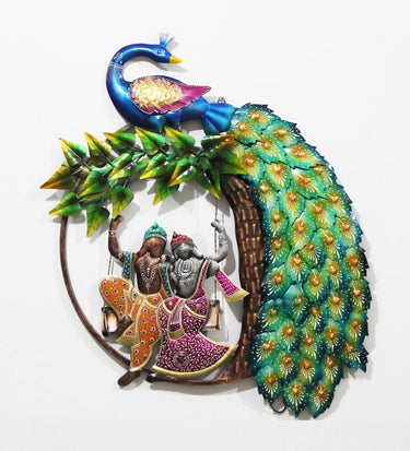 Radha Krishna Metal Decor with LED Wall Art - Craftkriti