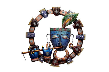 Embossed Metal Krishna LED Wall Art - Craftkriti