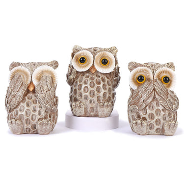 Set Of Three Owls Table Decor Showpiece