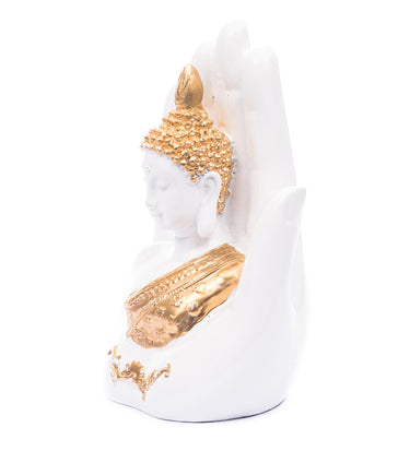 Decorative White Palm Buddha Figurine Table Decor Showpiece