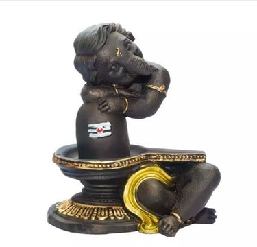 Shivling Ganesha Table Decor Polyresin Showpiece - Craftkriti