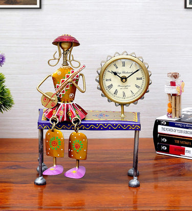 Multicolour Metal Doll Table Clock