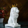 White Sitting Lion Table Decor Showpiece - Craftkriti