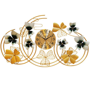 Big Leaf Metal Circles Wall Clock - Craftkriti
