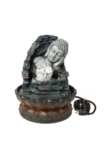 Grey Buddha 11 inch Water Fountain Table Decor Showpiece