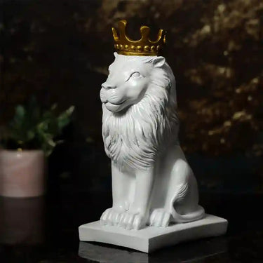 White Sitting Lion Table Decor Showpiece - Craftkriti