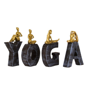 Silver Yoga Figures Table Decor Showpiece
