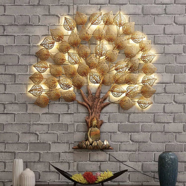 Multicolour Buddha Tree Wall Art With Led - Craftkriti