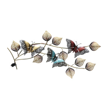Metal Multicolour Butterfly Wall Decor Led Wall Art - Craftkriti