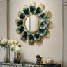 Gold & Green Metal Wall Mirror - Craftkriti