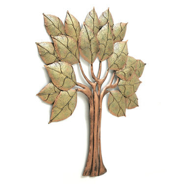 Metal 18 Leafs Golden Tree With LED Wall Art - Craftkriti