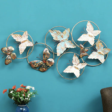 Multicolour Metal Butterfly Wall Decor - Craftkriti