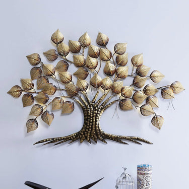 Metal Golden Decorative Tree Wall Art - Craftkriti