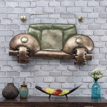 Green Metal Car Face Wall Art - Craftkriti
