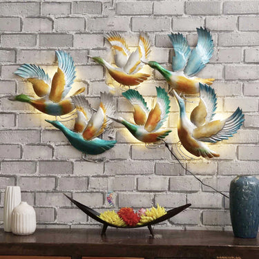 Six Colourful Birds LED Wall Art - Craftkriti