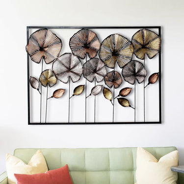 Multicolour Flowers Metal Frame Wall Art