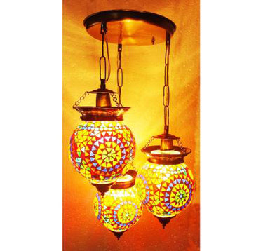 Multicolour glass ceiling pendent chandelier - Craftkriti