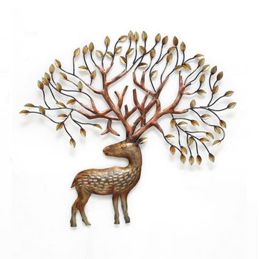 Colourful metal deer LED wall art - Craftkriti