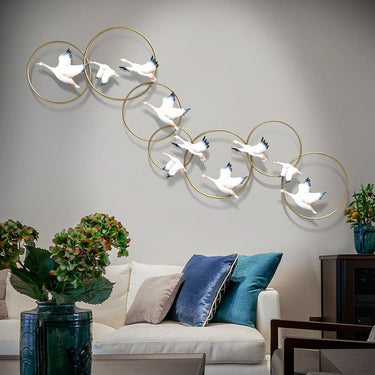 Multicolour Birds Flying Metal Wall Art