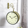 Golden metal antique railway wall clock - Craftkriti