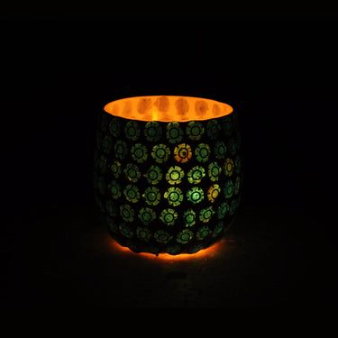 Blue mosaic glass tea light holder - Craftkriti