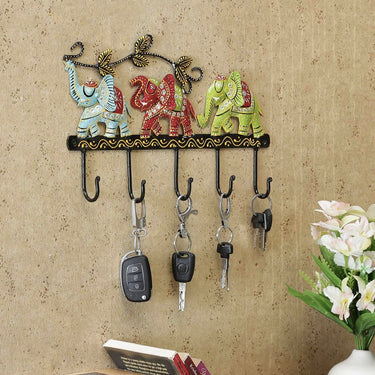 Multicolour Metal Elephant Wall Hook