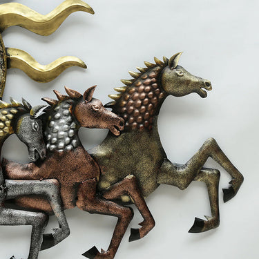 Running Sun Horses With Led Metal Wall Art - Craftkriti