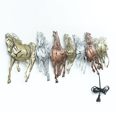 Multicolour seven running horses LED wall art - Craftkriti