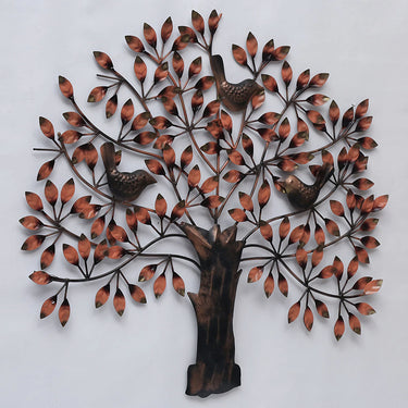 Orange Metal Leaf Tree Wall Art - Craftkriti
