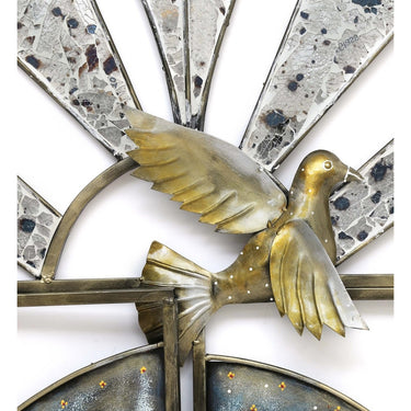 Multicolour metal birds on window LED wall art - Craftkriti