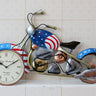 American blue metal bike wall clock - Craftkriti