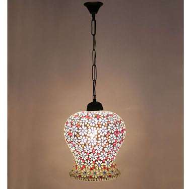 Glass hanging floral pendant ceiling lamp - Craftkriti