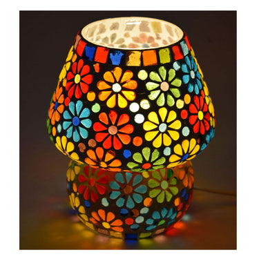 Flower multicolour glass table lamp - Craftkriti