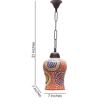 Orange glass mosaic contour pendant ceiling lamp - Craftkriti