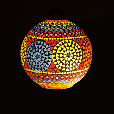 Multicolour glass mosaic oriental ceiling pendant lamp - Craftkriti
