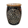 Black Handcrafted Jali Cut Indoor Metal Mudda Furniture - Craftkriti