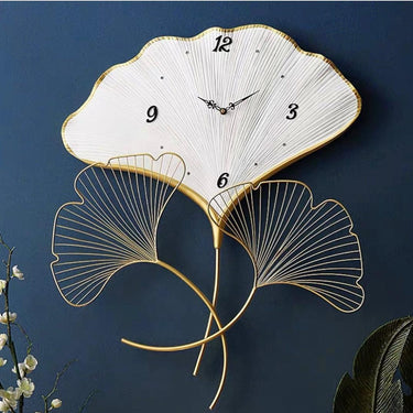 White Leaf Metal Wall Clock - Craftkriti