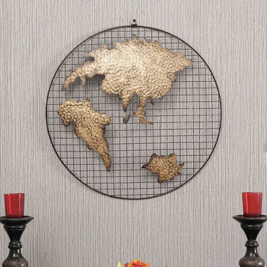 Multicolour Map Metal Wall Art - Craftkriti