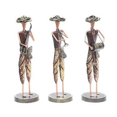 Brown Metal Human Figurine Set Of 3