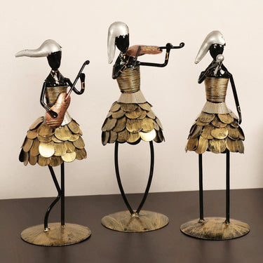 Coin Skirt Golden Metal Ladies Figurines - Craftkriti